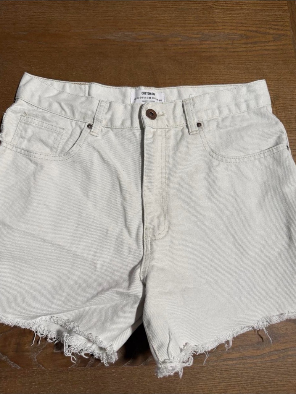 Cotton On White Denim Cutoff Shorts with Frayed Hem